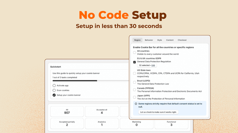 No code Cookie Management for Shopify