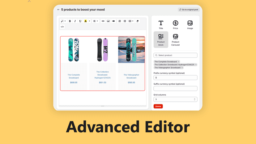 Advanced blog post editor