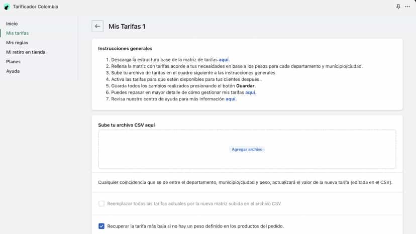 Tarificador CO - Lobo Creaciones - Shopify Experts