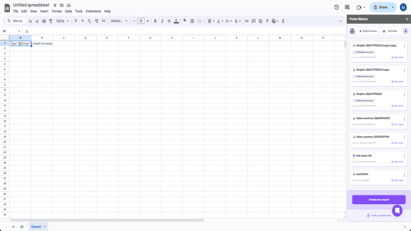Launch the extension on google sheets