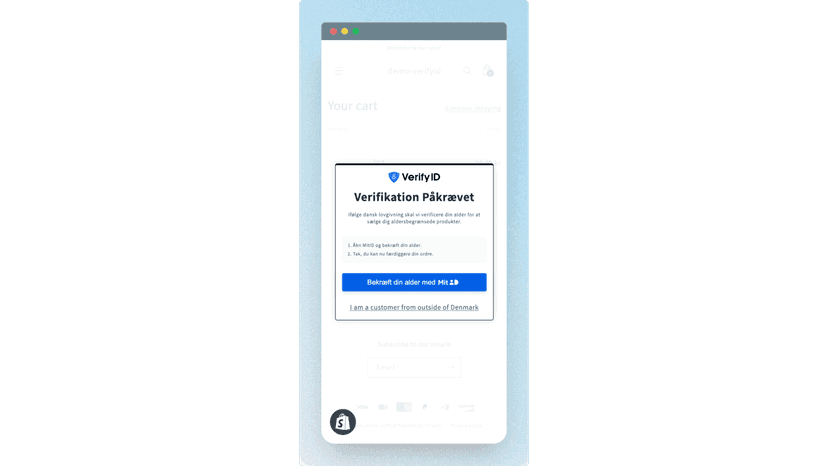 Mobile Popup: VerifyID ‑ MitID Aldersbekræft