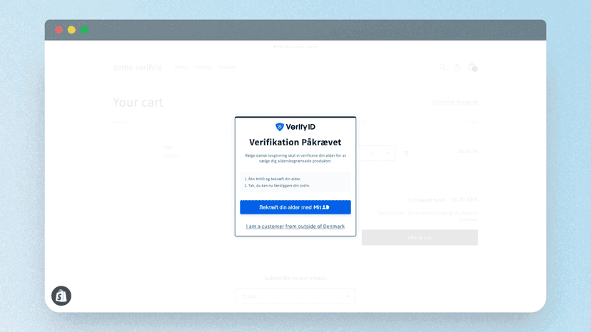 Popup: VerifyID ‑ MitID Aldersbekræft