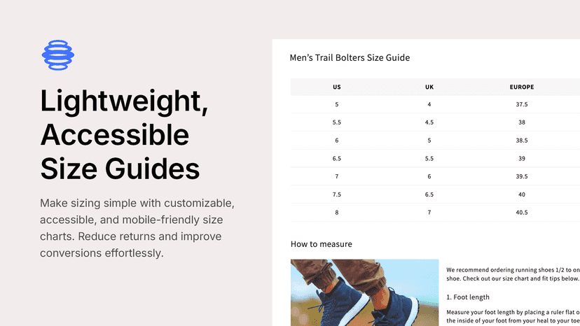 Lightweight, Accessible Size Guides