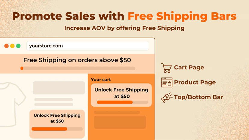 Add Free Shipping Bar to Shopify store and increase AOV