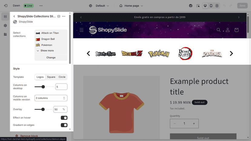 ShopySlide settings 1