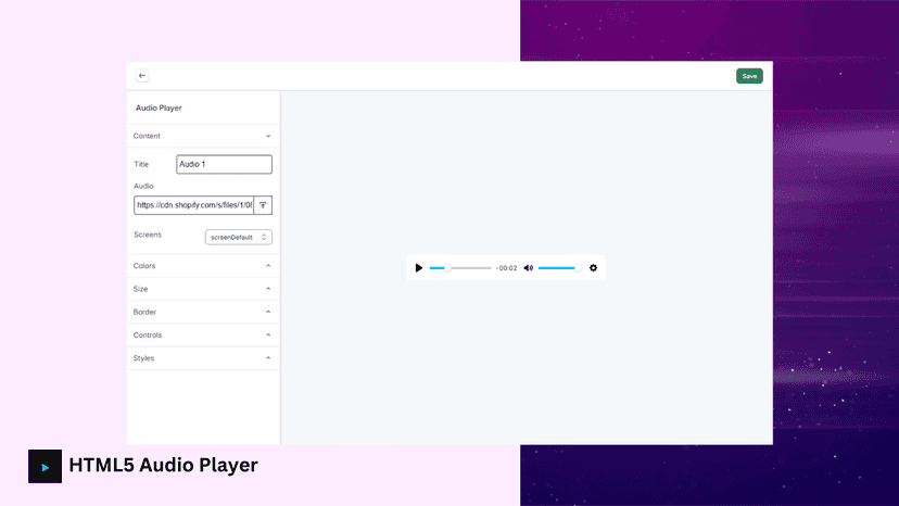 HTML5 audio player screen 0