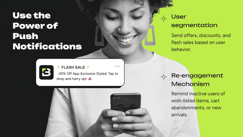 Push notifications for user engagement and segmentation.