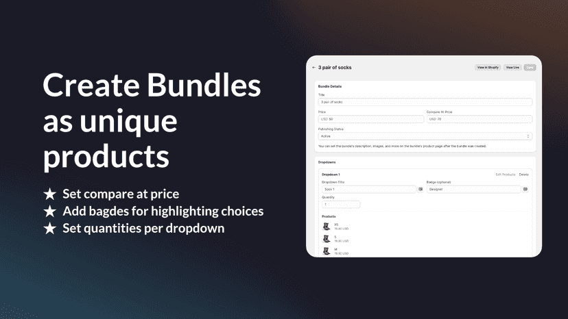 Create bundles as unique products