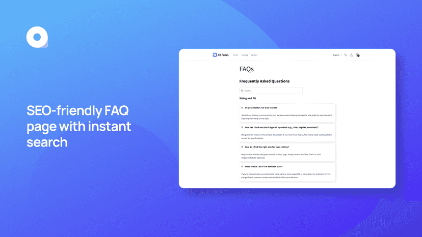 SEO-friendly FAQ page with instant search