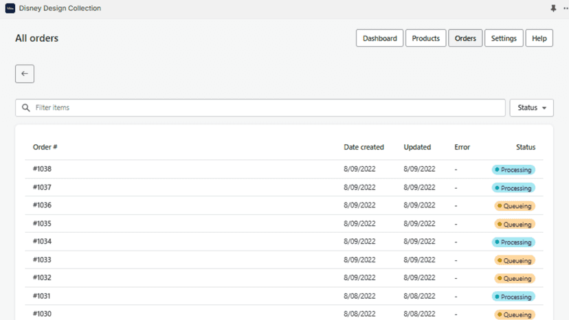 Manage all of your orders within the app