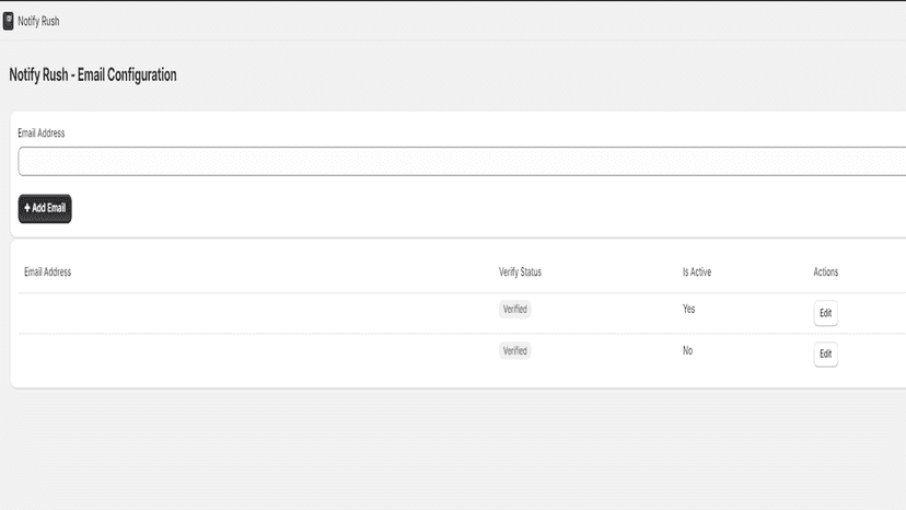 Notify Rush - Email Config