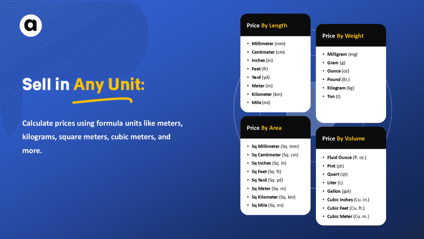 Sell in any pricing unit