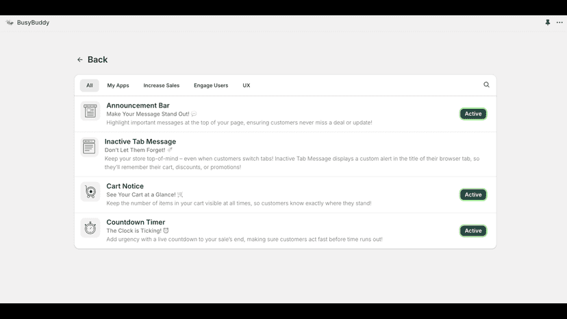 BusyBuddy Apps List