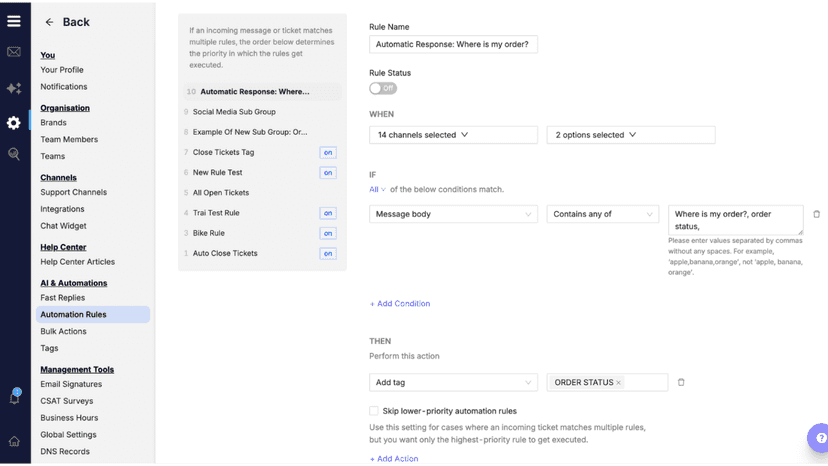 Repli Desk backend displaying an automation setup process