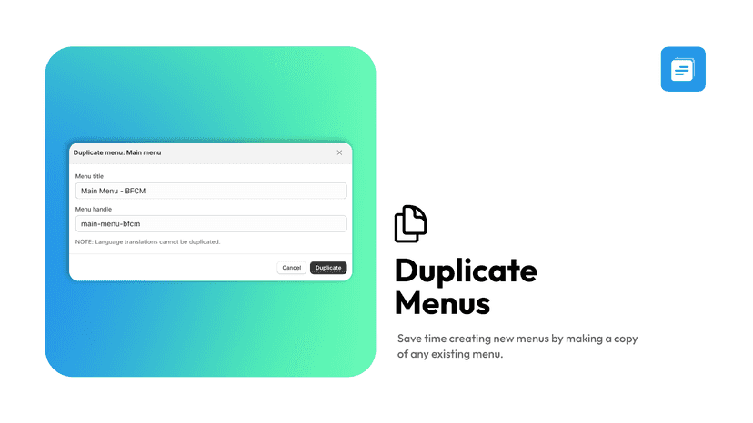 Duplicate menus