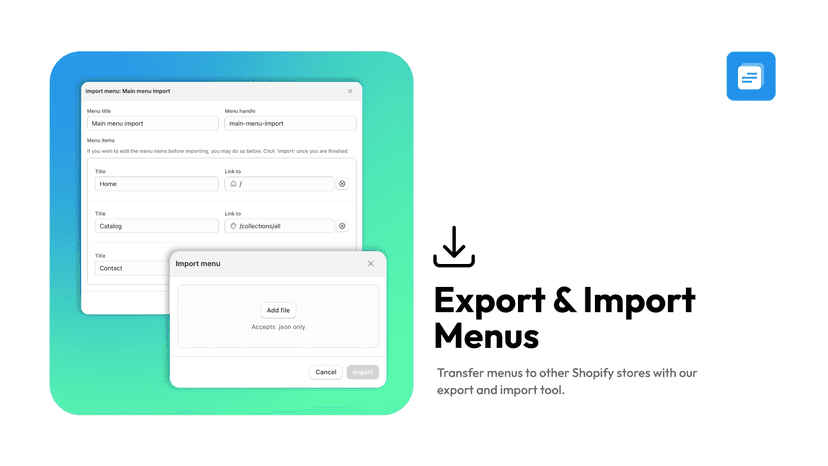 Export & import menus