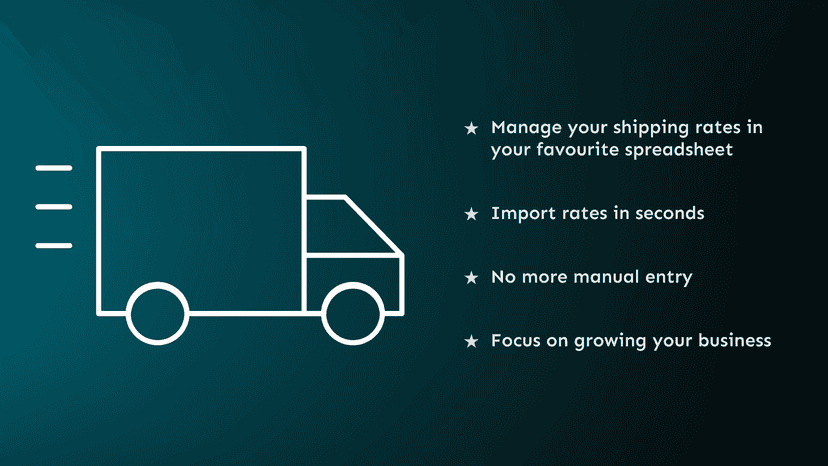 Shipping rate management app with CSV spreadsheet import feature