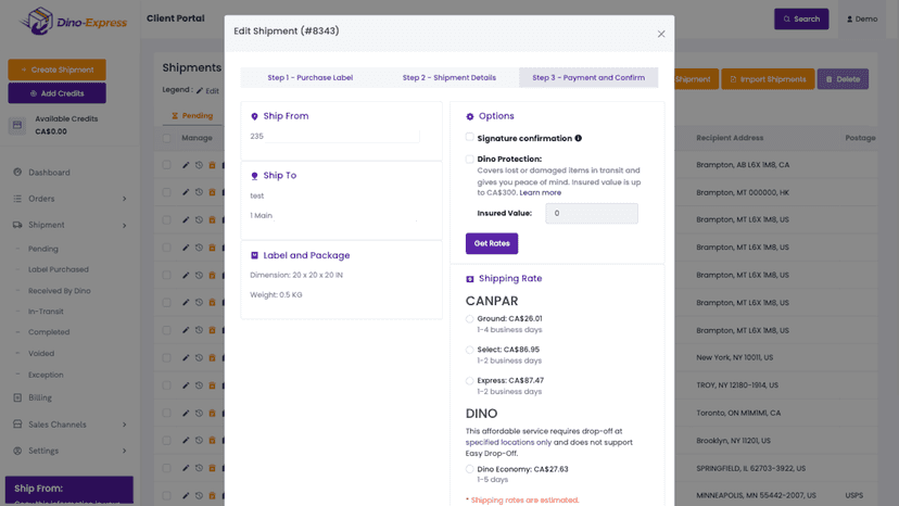 Get Rate Page
