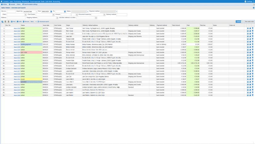 Overview of synchronized orders inside e-racuni.hr