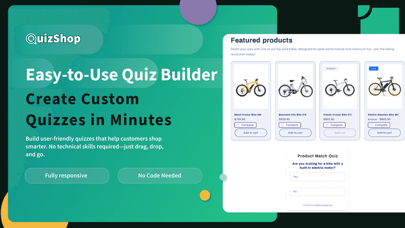Quiz card on any section