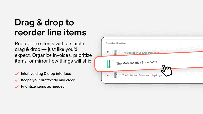 Change order of products in Shopify Draft Order