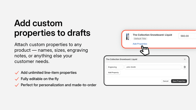 Add Shopify Line Item Properties to Draft Order