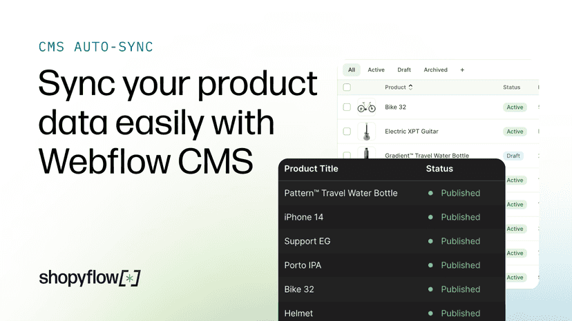 Real-time data sync from Shopify to Webflow CMS