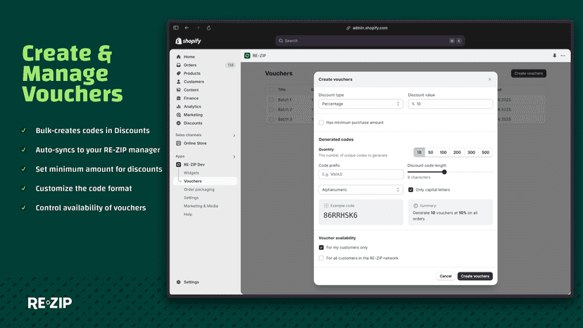 Create & Manage vouchers