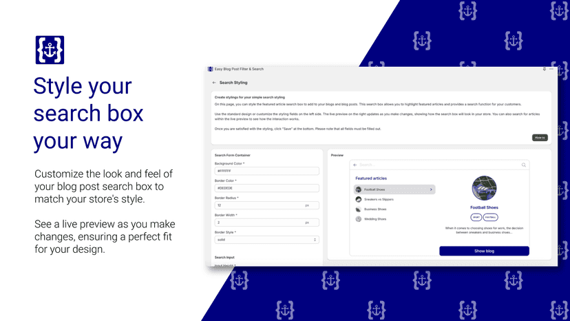 Customize your blog search box to match your store's design.