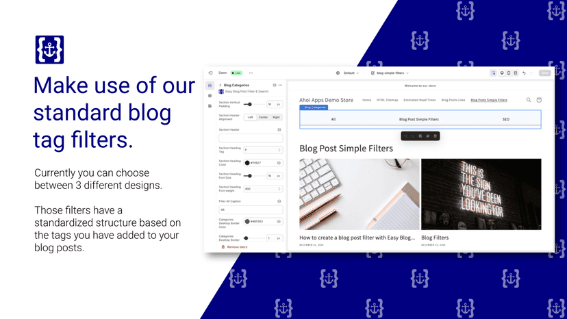 Use of our standard blog tag filters, which you can simply add.