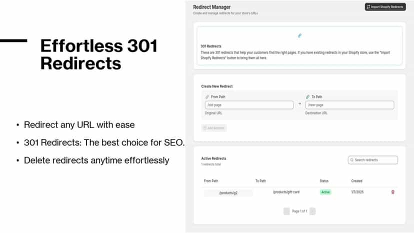 301 Redirects: Easily redirect broken links to active pages
