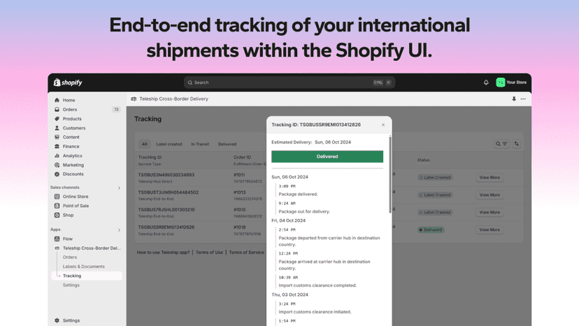 End-to-end tracking of your international shipments.