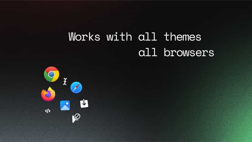 Works with all themes, all browsers.