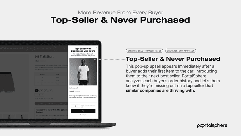 B2B upsell: Top seller & never purchased