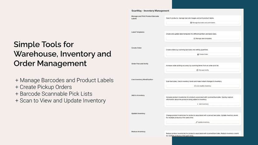 Simple tools for warehouse, inventory and order management