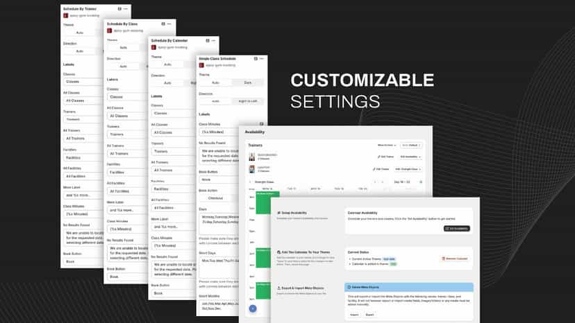 Customizable Settings for each section