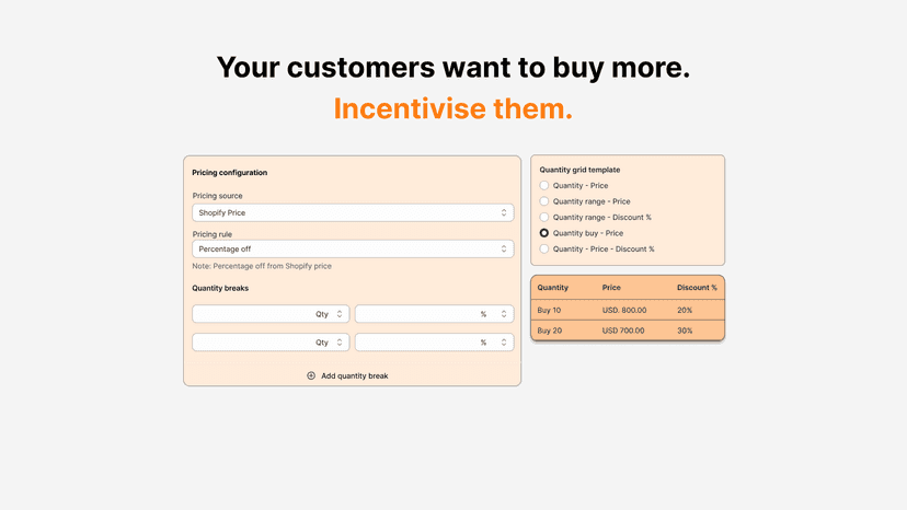 B2B Quantity Pricing / Volume Pricing / Tiered Pricing