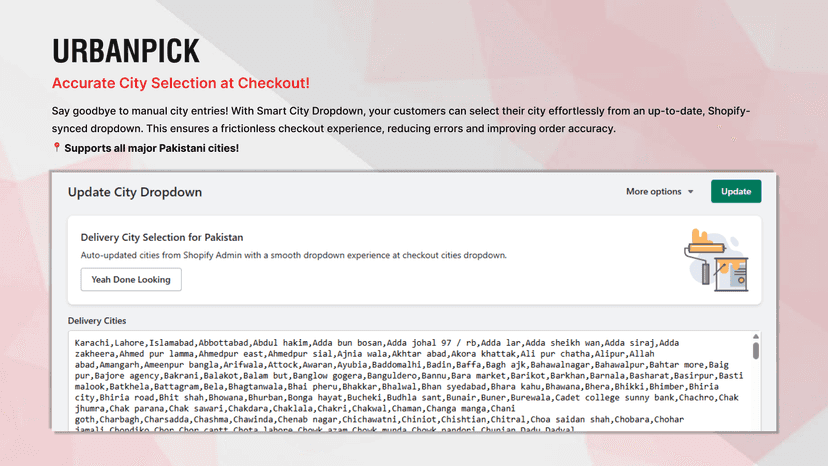 city selection drodown on checkout