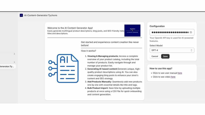 Configuration page