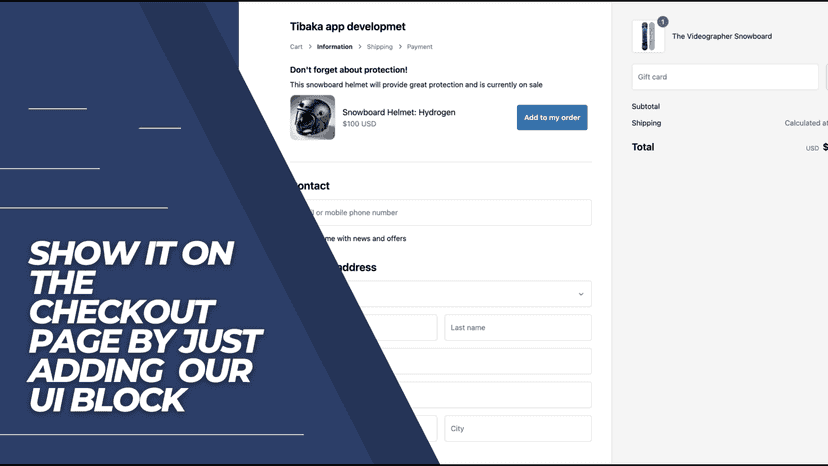 show it on checkout page using our custom shopify block