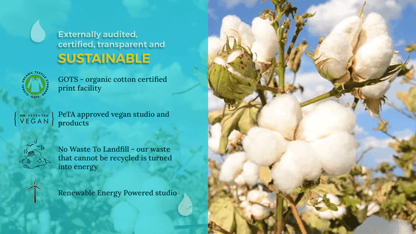 Organic certified, vegan and sustainable print on demand POD