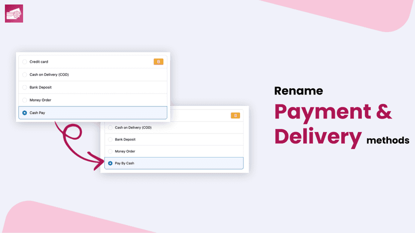 Rename the payment and delivery methods