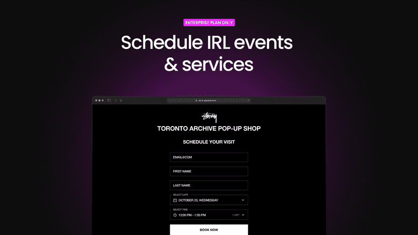 Scheduled IRL events & services.