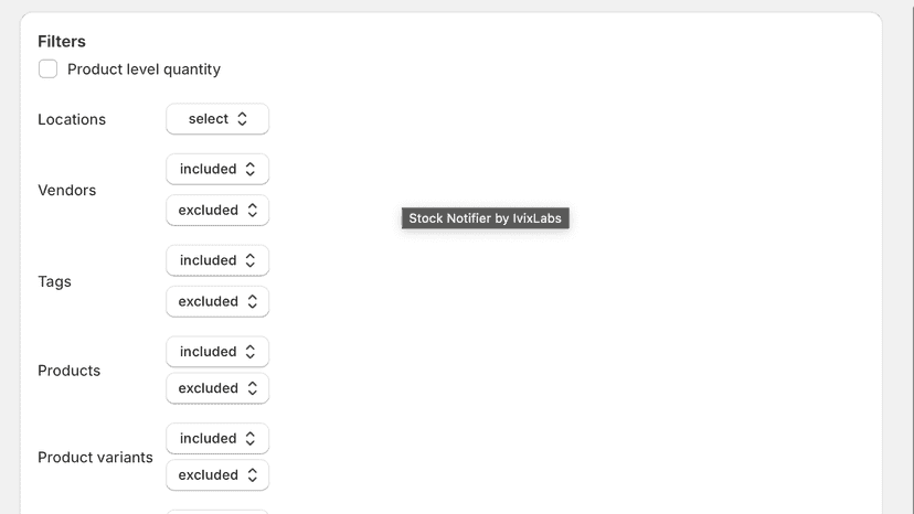 Configuration filters