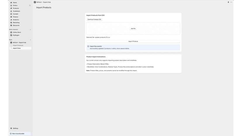 Successful Product Data Import