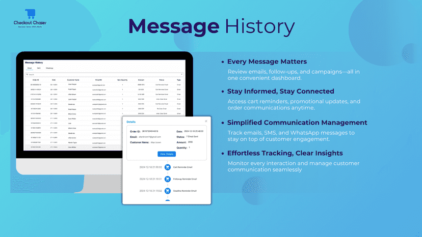 Checkout chaser message history
