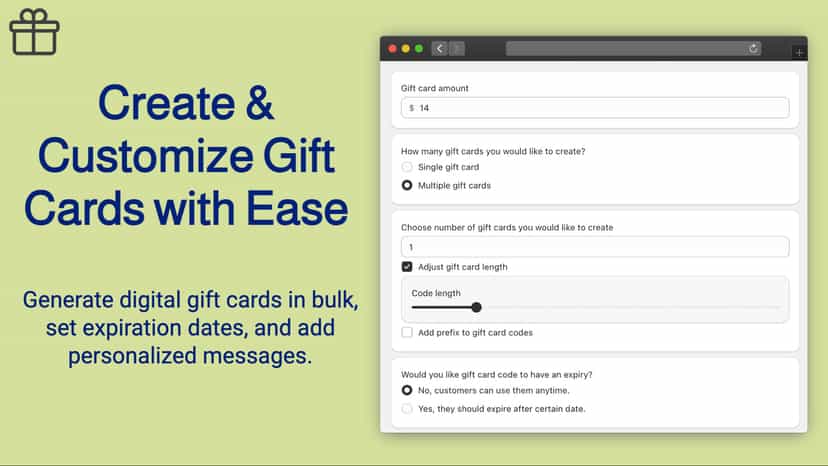 Create & customize gift cards with ease