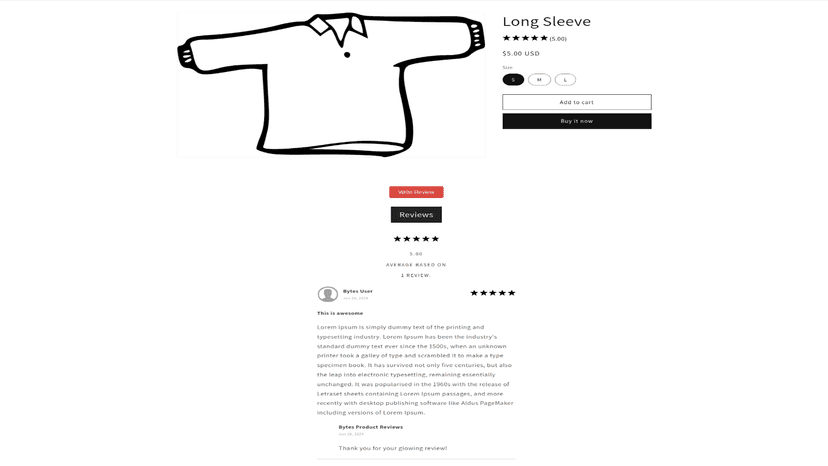 Displaying review on storefront