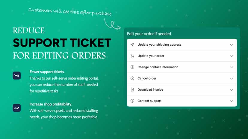 order editing features reduces support ticket