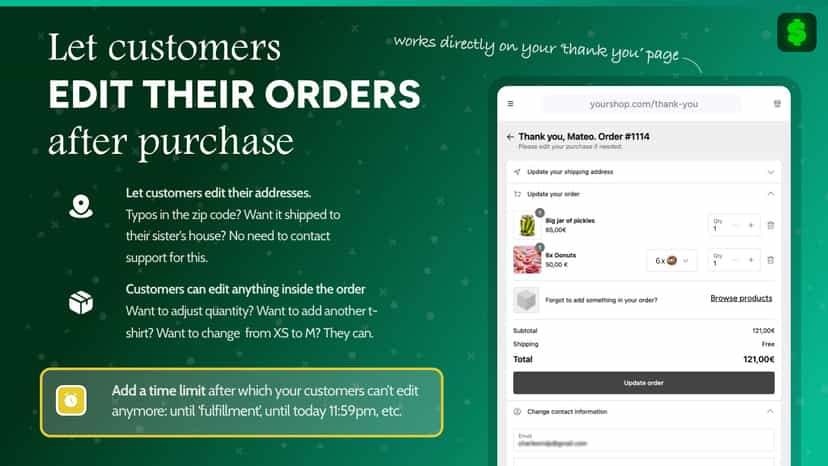 order editing on post purchase